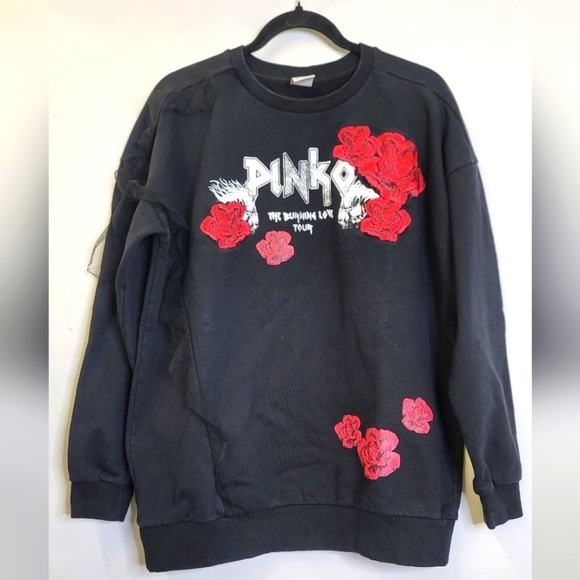 Pinko Sweaters - PINKO Sweater  Rose Burning Love Elvis Presley with lace accent